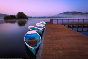 Boats docked at Llangorse Lake, Brecon Beacons, Wales-2